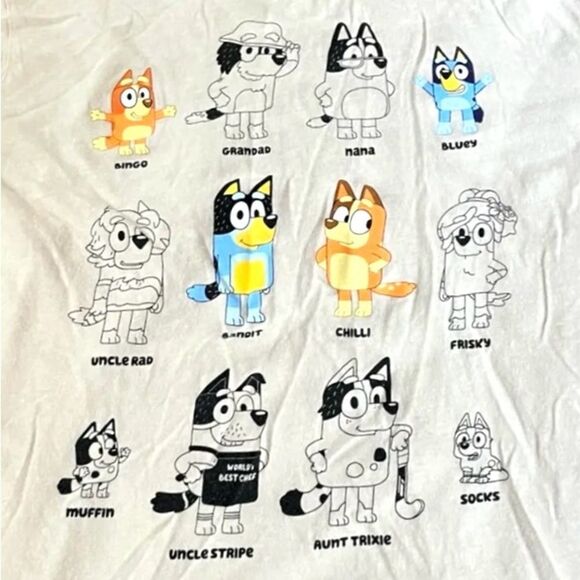 Women’s Bluey Grid Graphic Tan Short Sleeve T-Shirt Size L - Picture 2 of 4